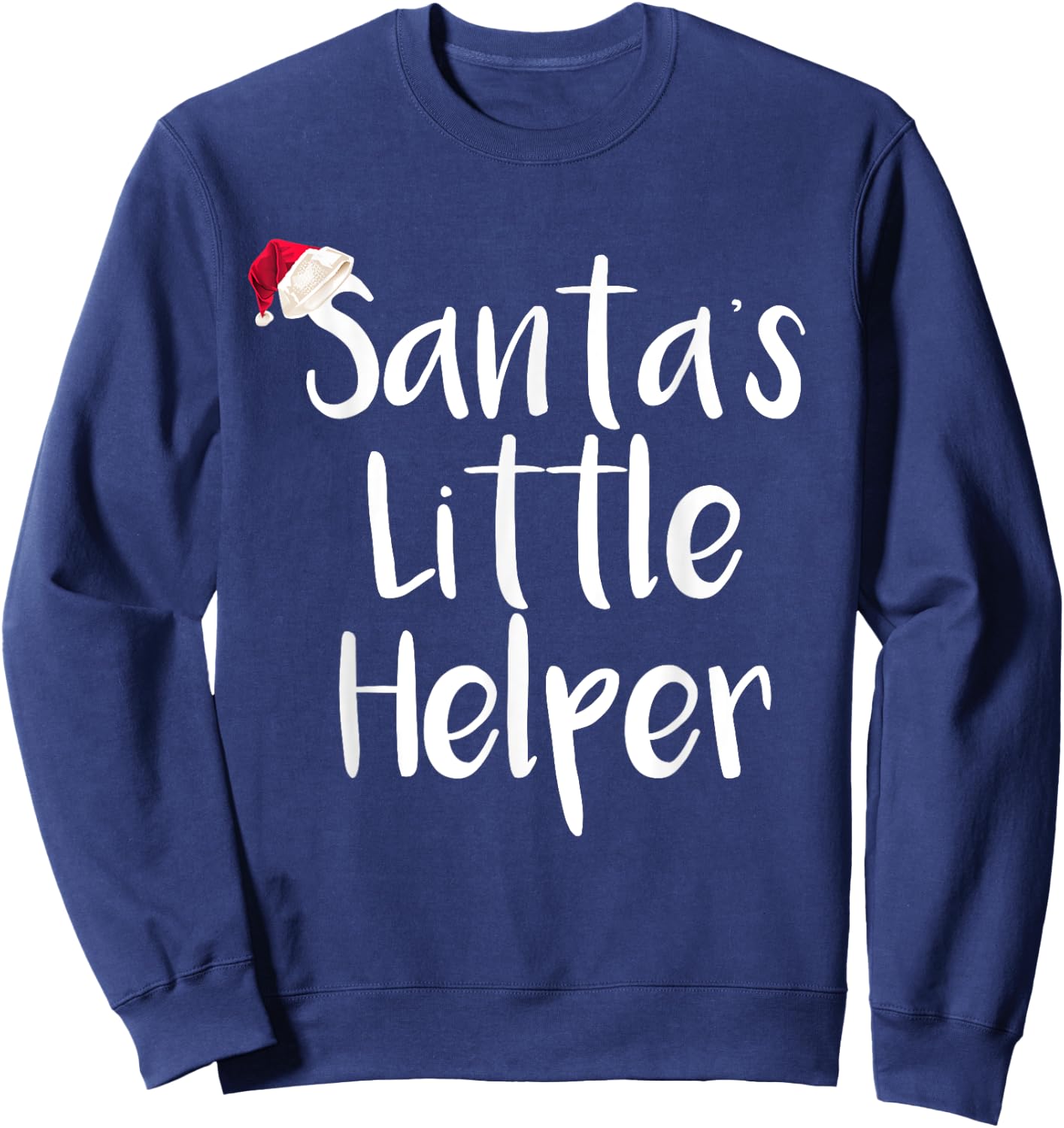 Kids Christmas Santa's Little Helper Shirt Santa Hat Sweatshirt - Sweatshirt | Navy