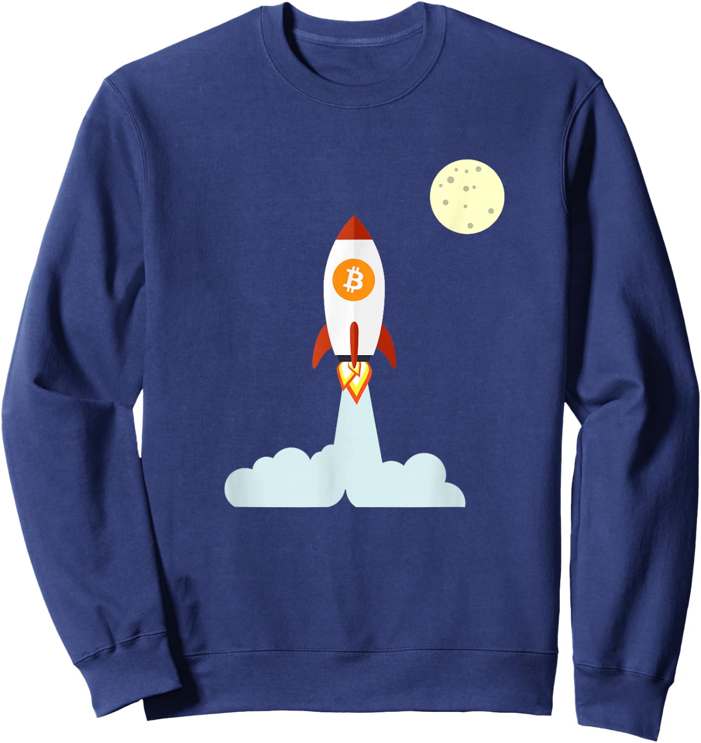Bitcoin BTC Crypto to the Moon Shirt Featuring BTC Rocket Sweatshirt - Sweatshirt | Navy