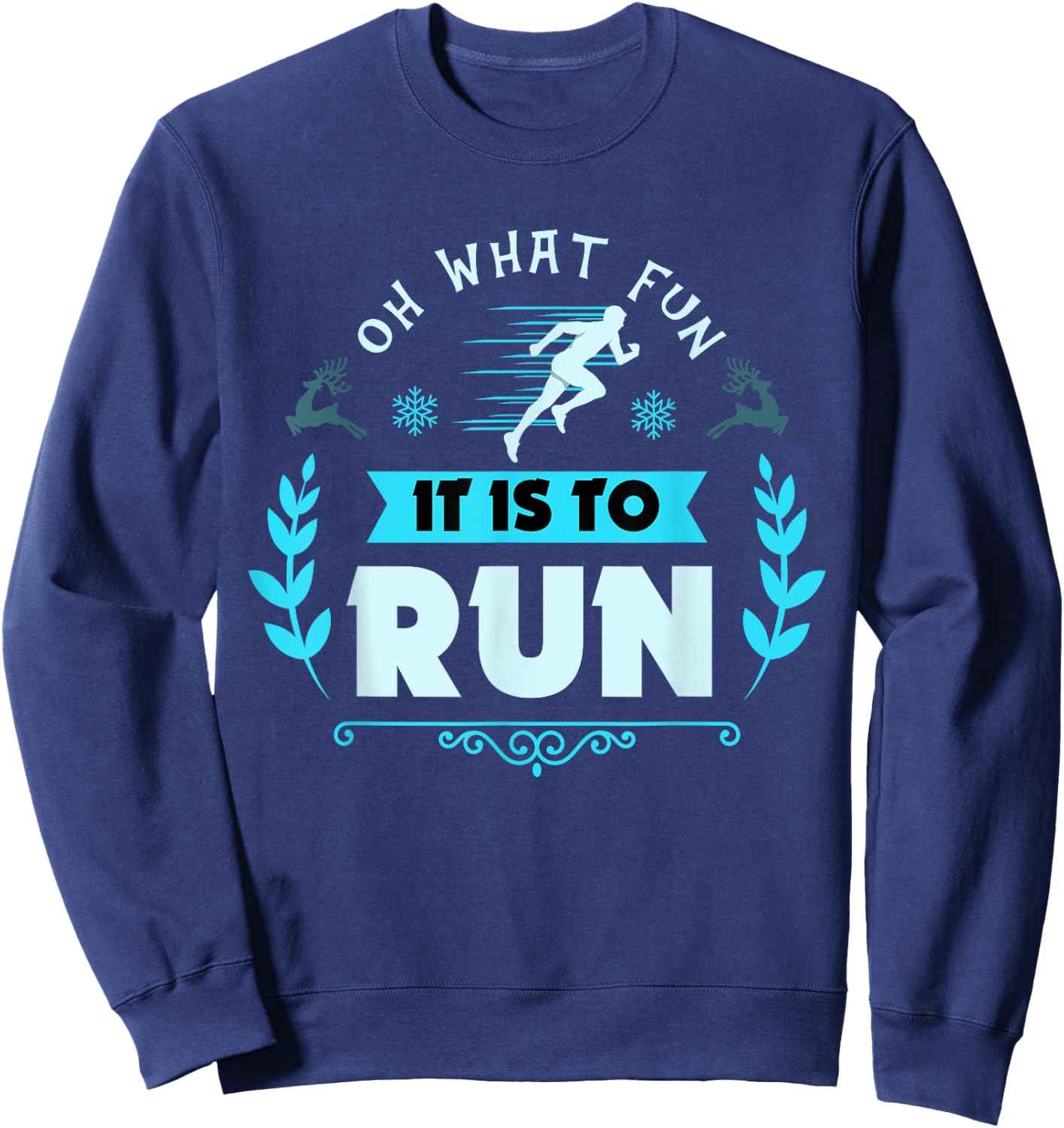 Funny Oh What Fun It Is To Run Cross Country Christmas Gift Sweatshirt - Sweatshirt | Navy