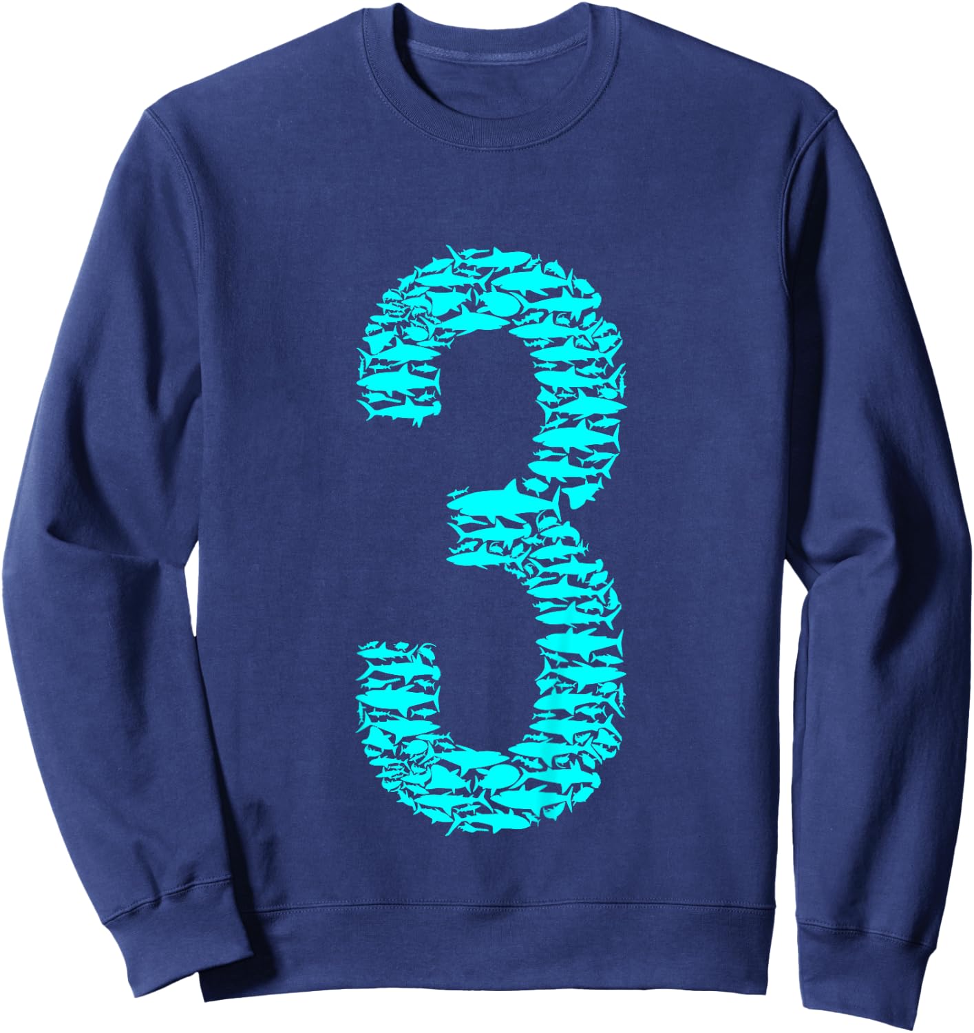 Shark 3rd Birthday For 3 Year Old Girls and Boys Sweatshirt - Sweatshirt | Navy