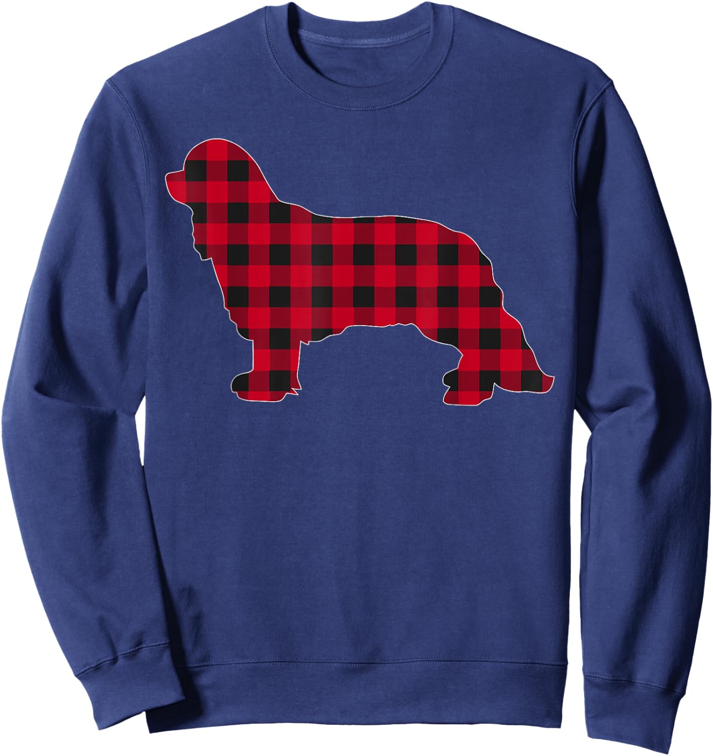 Red Plaid Cavalier King Charles Spaniels Christmas Pajama Sweatshirt - Sweatshirt | Navy