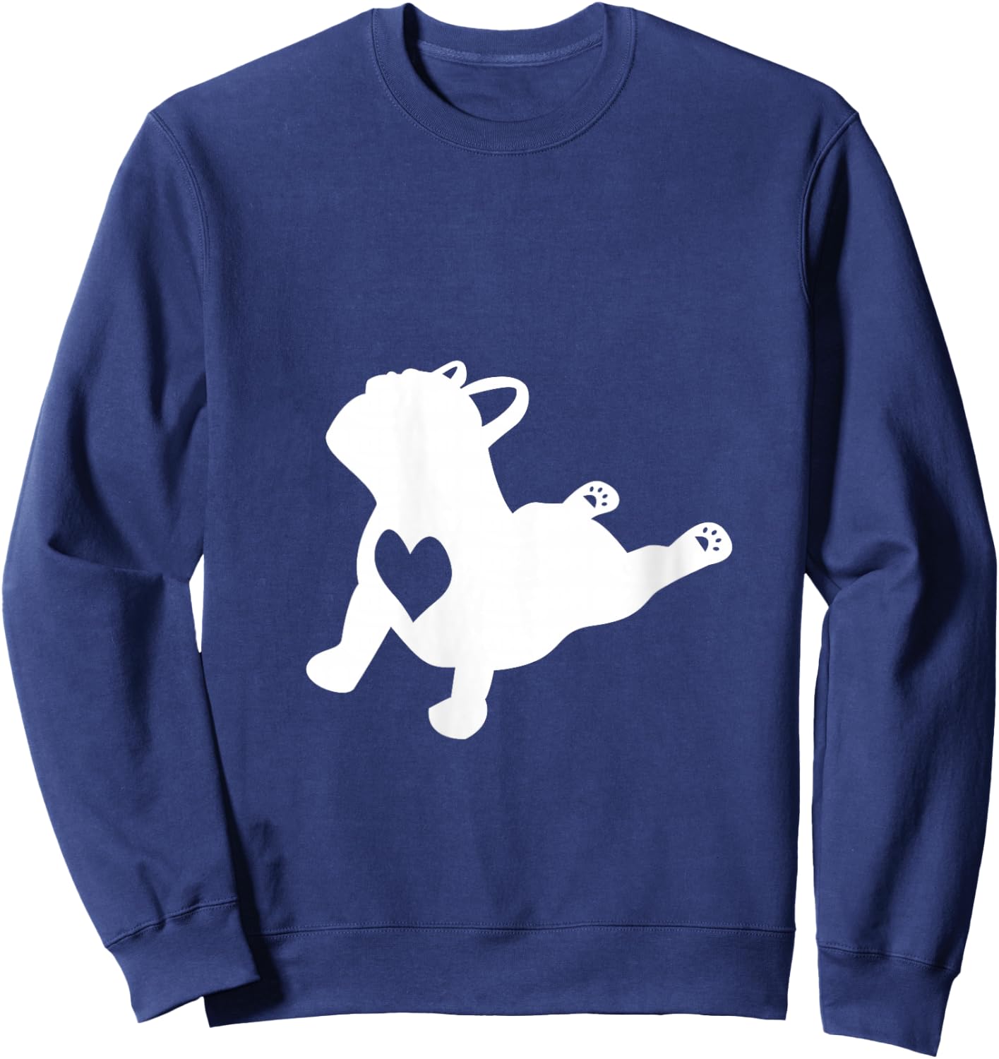 French Bulldog Yoga Pose Love Heart Frenchie V-Neck Sweatshirt - Sweatshirt | Navy
