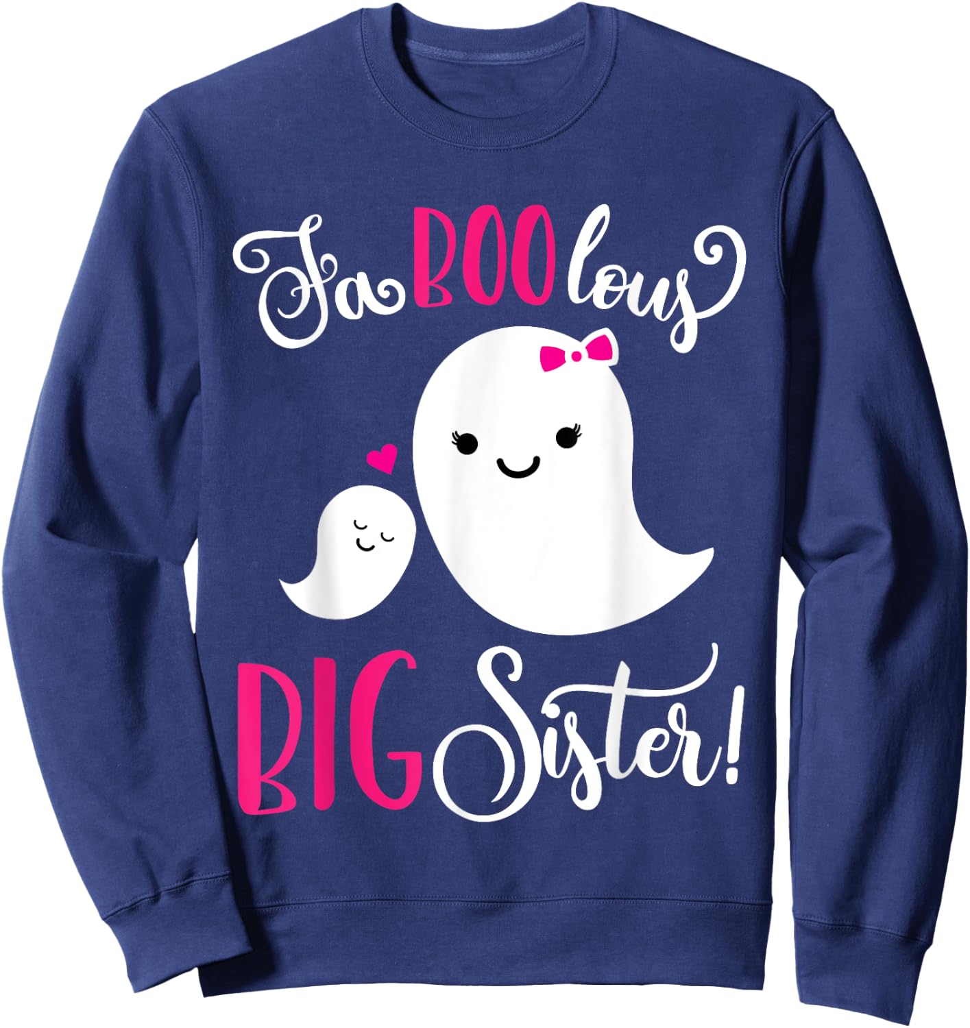 Big Sister Pregnancy Announcement Ghost Cute Halloween Girls Sweatshirt - Sweatshirt | Navy