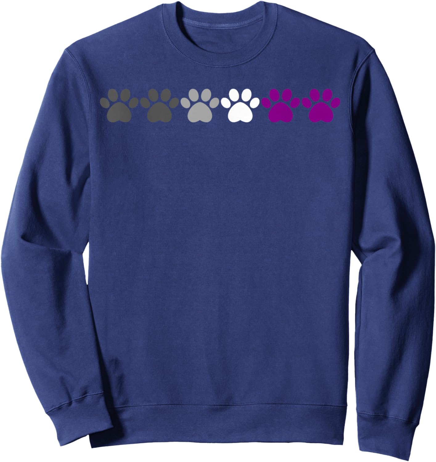 Ace Pride Paw Print Asexuality LGBTQ Plus Pride Statement Sweatshirt - Sweatshirt | Navy