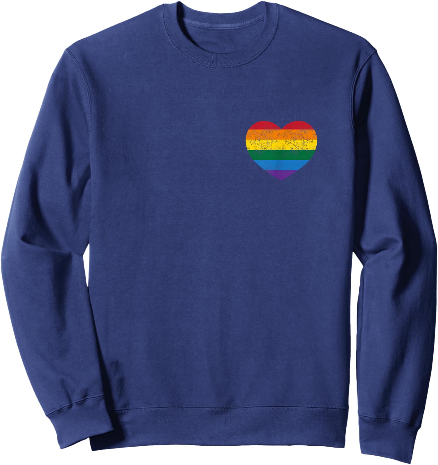 Vintage Distressed Gay Pride Heart (Gay Flag Shirt) Sweatshirt - Sweatshirt | Navy