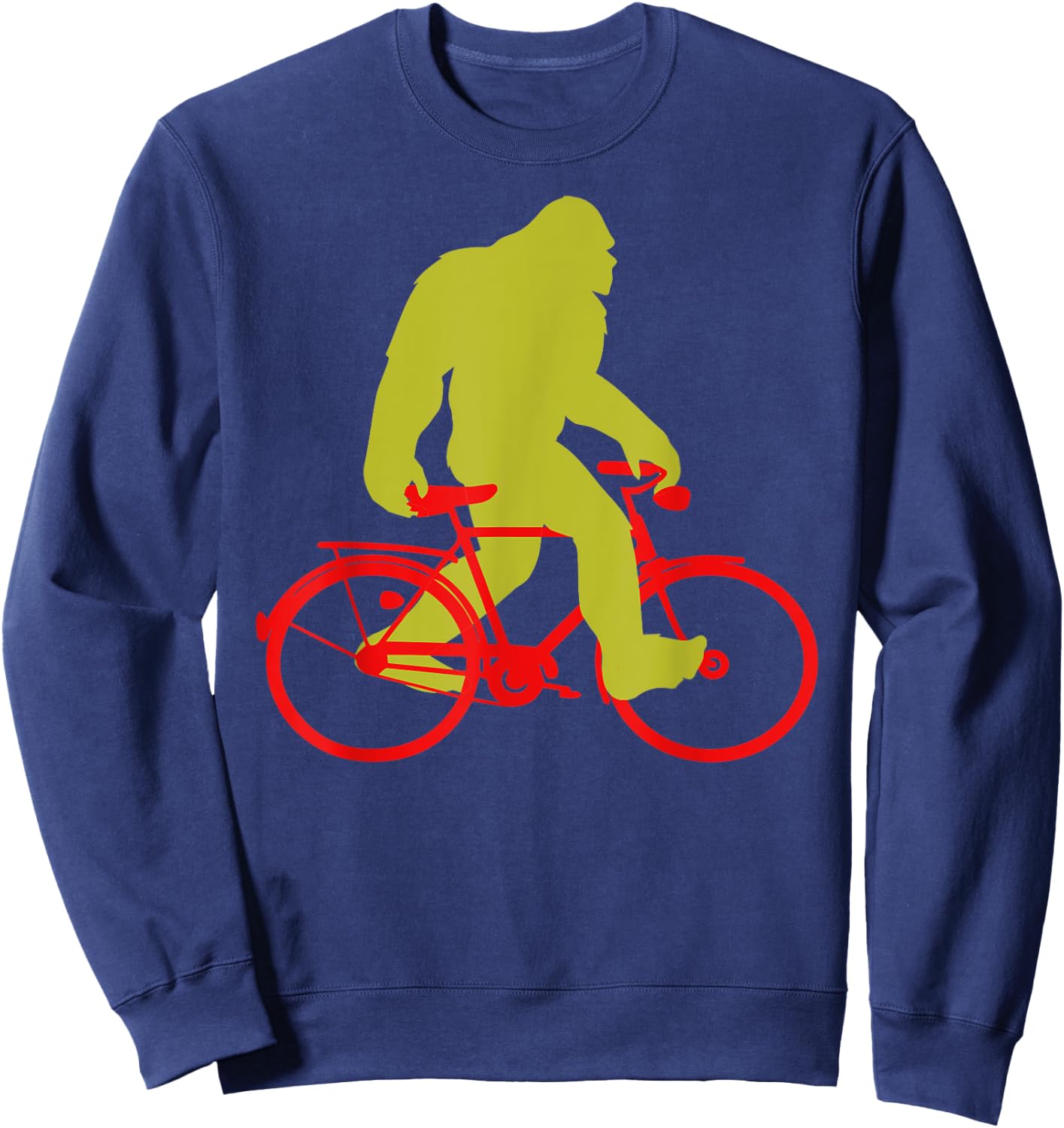 Bigfoot Riding Bicycle Shirt, Funny Cute Sasquatch Bike Gift Sweatshirt - Sweatshirt | Navy