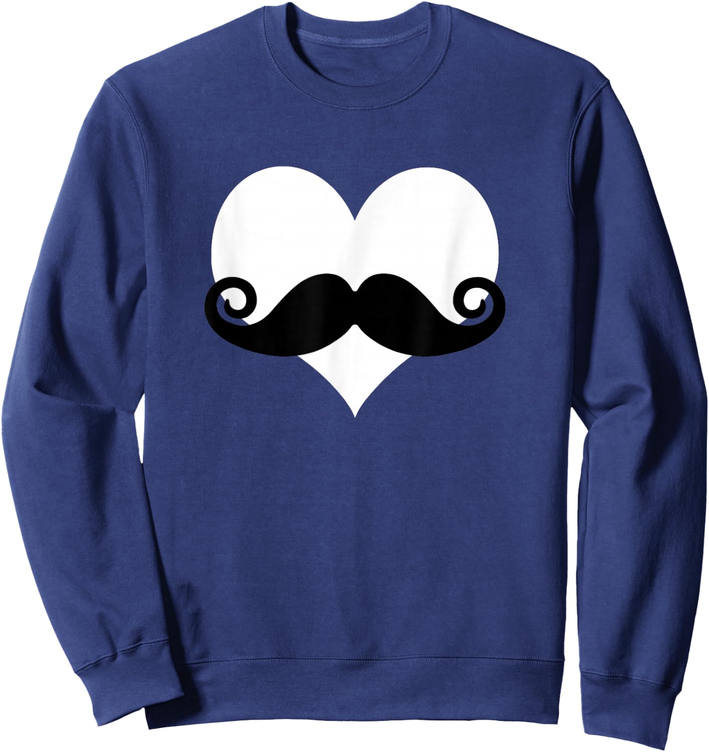 Mustache Heart Valentines Day Boys Sweatshirt - Sweatshirt | Navy