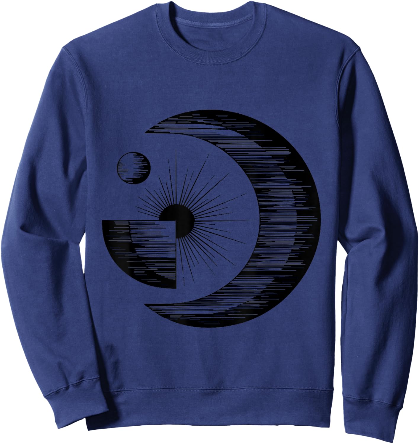 Celestial Geometric Abstract Art Modern Minimalist Moon Sweatshirt - Sweatshirt | Navy