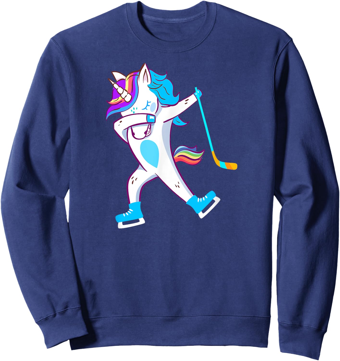 Dabbing Hockey Unicorn Puck Kids Boys Girls Cool Ice Hockey Sweatshirt - Sweatshirt | Navy