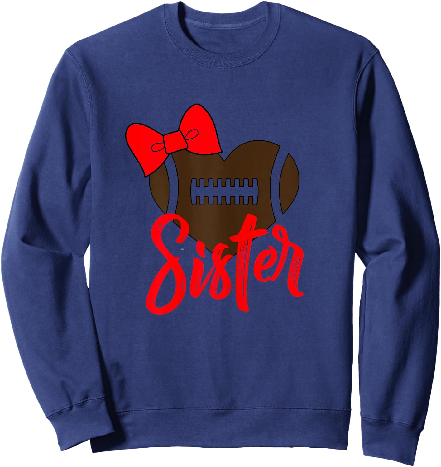 Football Sister Shirt Football Sister Bow Shirt Red Color Sweatshirt - Sweatshirt | Navy