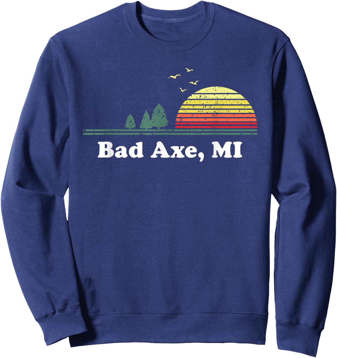 Vintage Bad Axe, Michigan Home Souvenir Print Sweatshirt - Sweatshirt | Navy