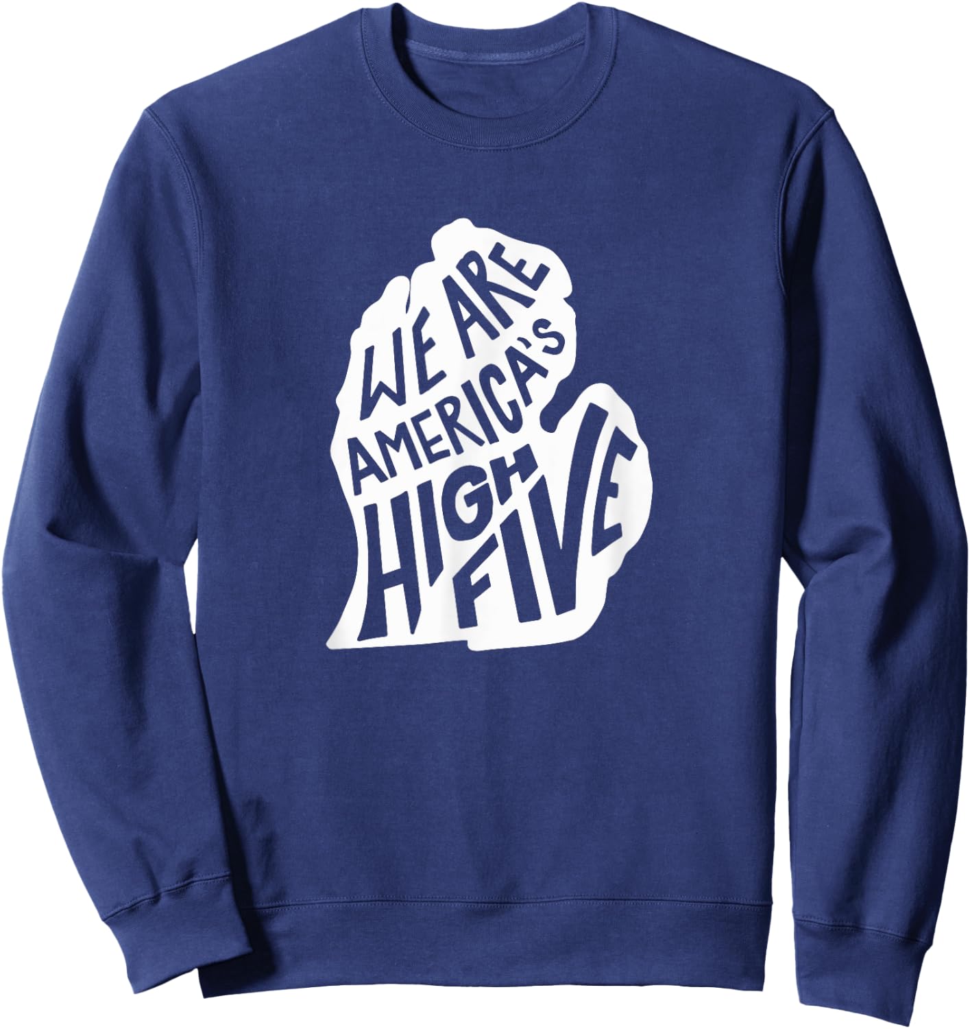 Michigan America's High Five - Retro Distressed Sweatshirt - Sweatshirt | Navy