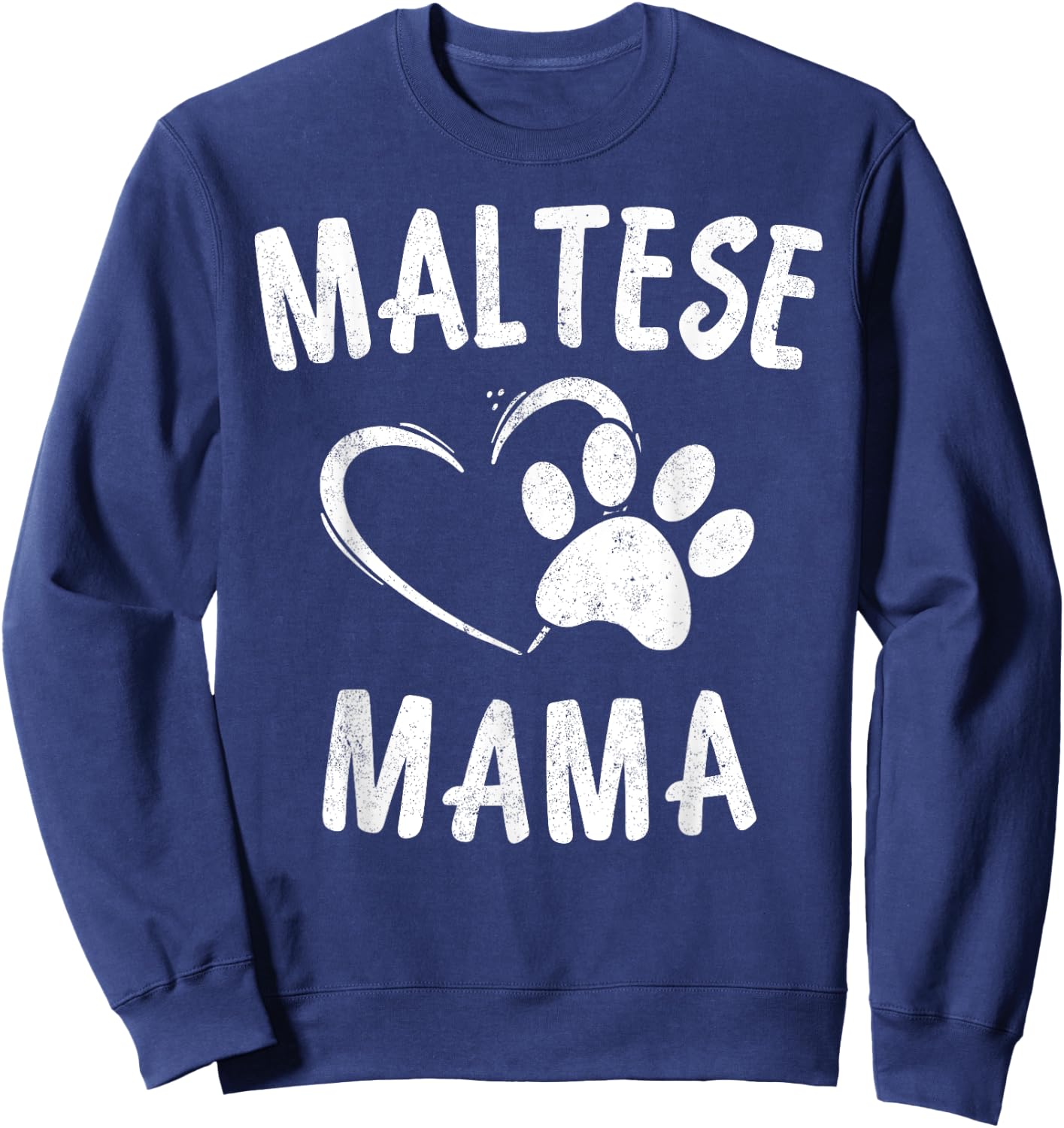 Fun Maltese Mama Gift Pet Lover Apparel Sleeve Dog Mom Women Kids Sweatshirt - Sweatshirt | Navy