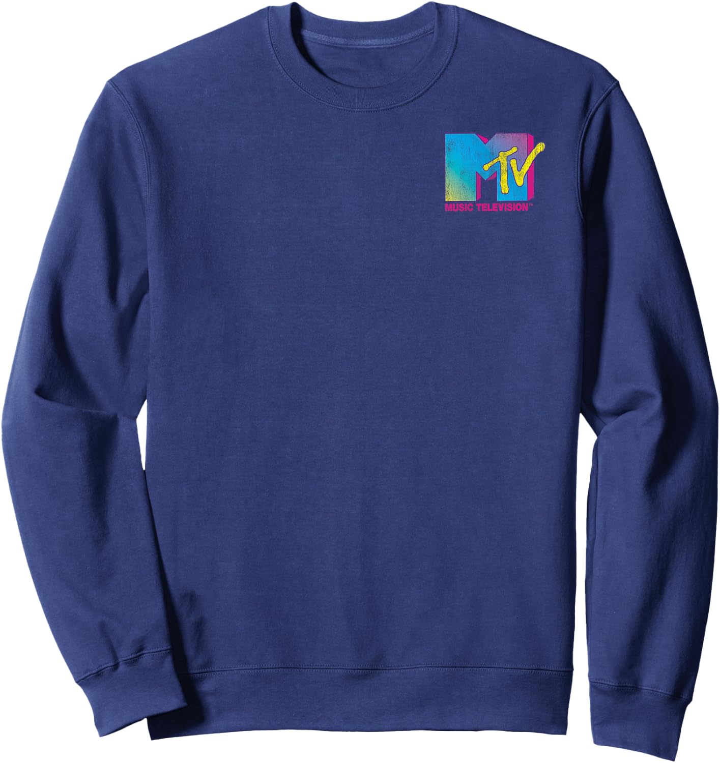 MTV Colorful Pocket Logo Music Television Graphic Sweatshirt - Sweatshirt | Navy
