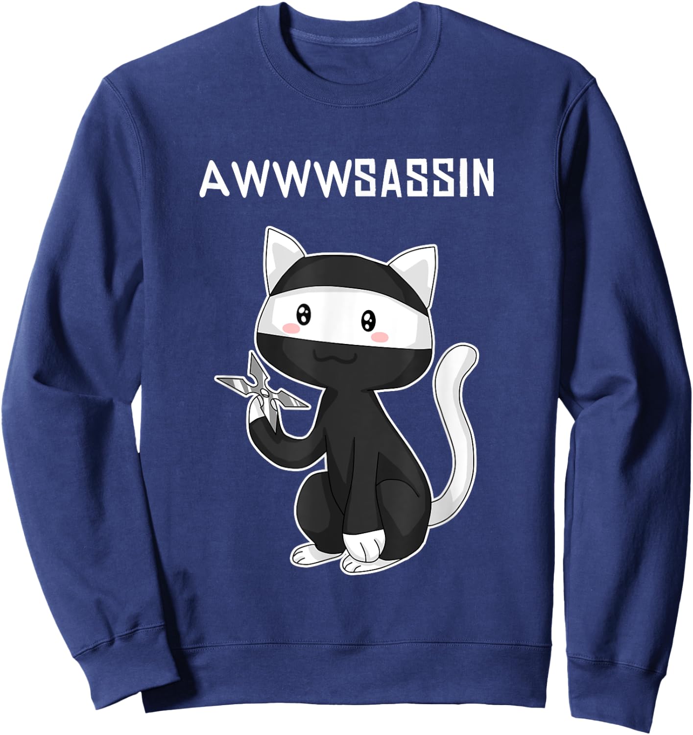 Awwsassin Funny Ninja Kitty Cat Assassin Pun T Shirt Sweatshirt - Sweatshirt | Navy