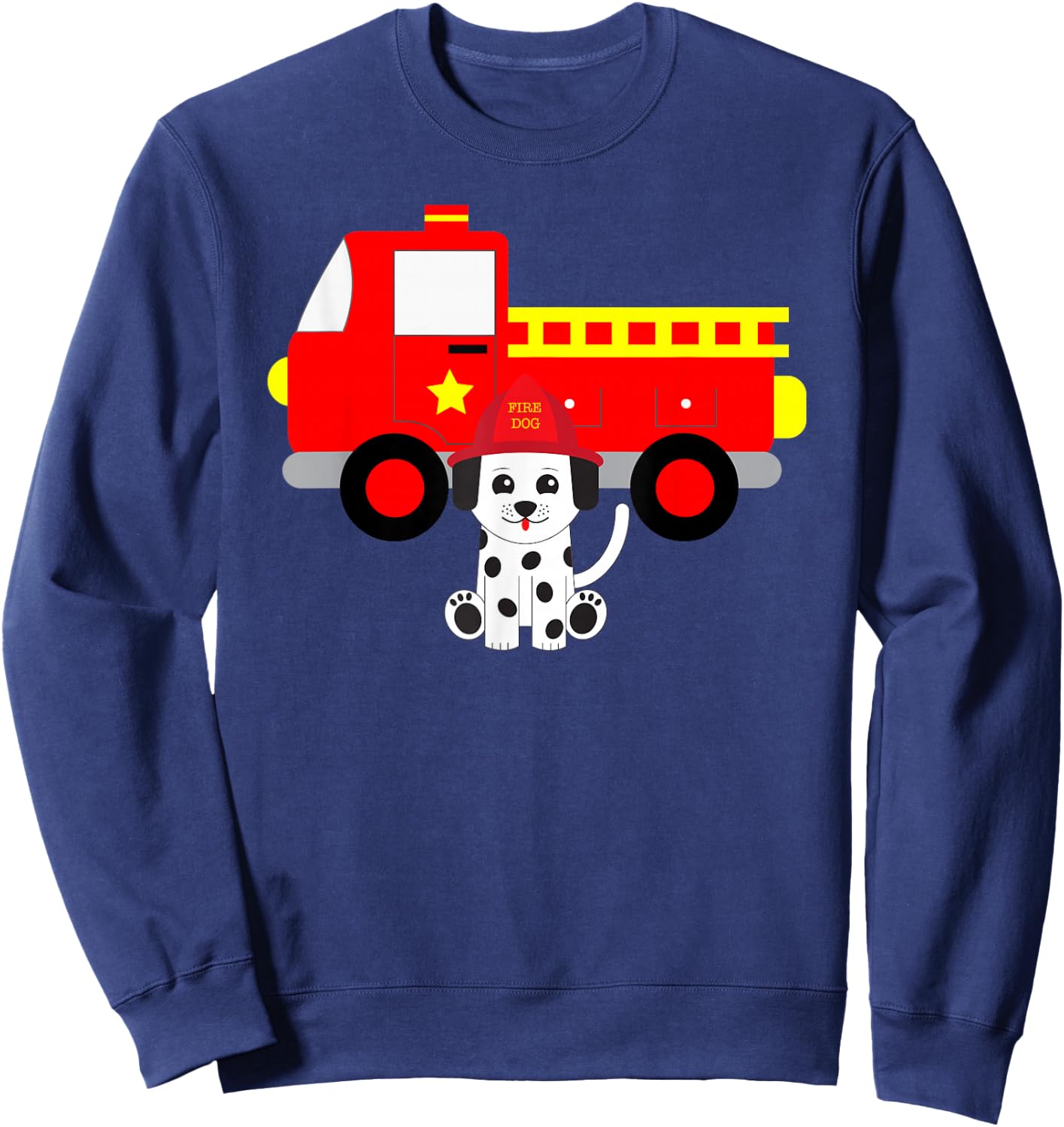 Firetruck and Dalmatian Firefighter Fire Sweatshirt - Sweatshirt | Navy