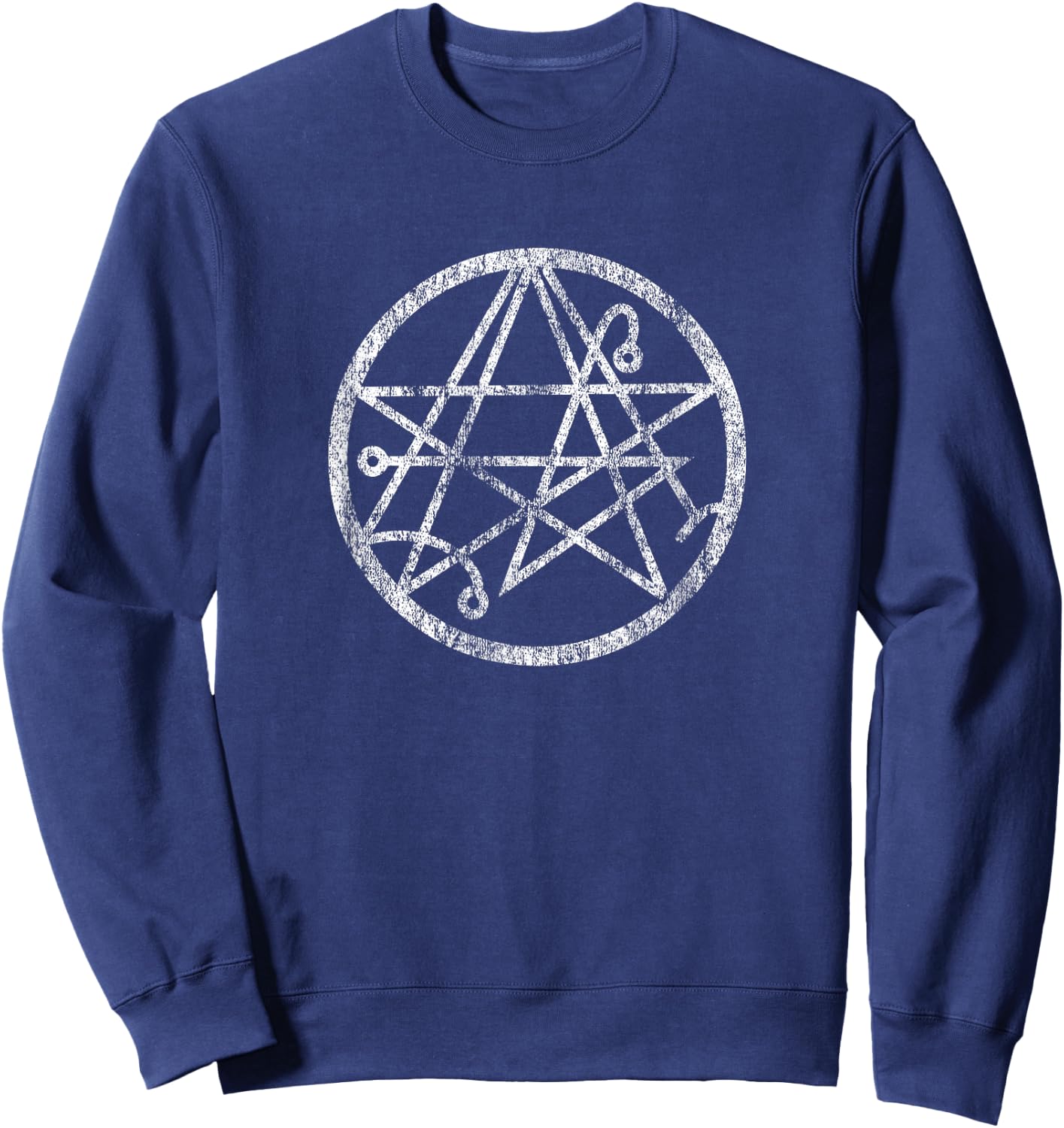 Necronomicon Symbol, Gothic Horror Distressed Occult Sweatshirt - Sweatshirt | Navy
