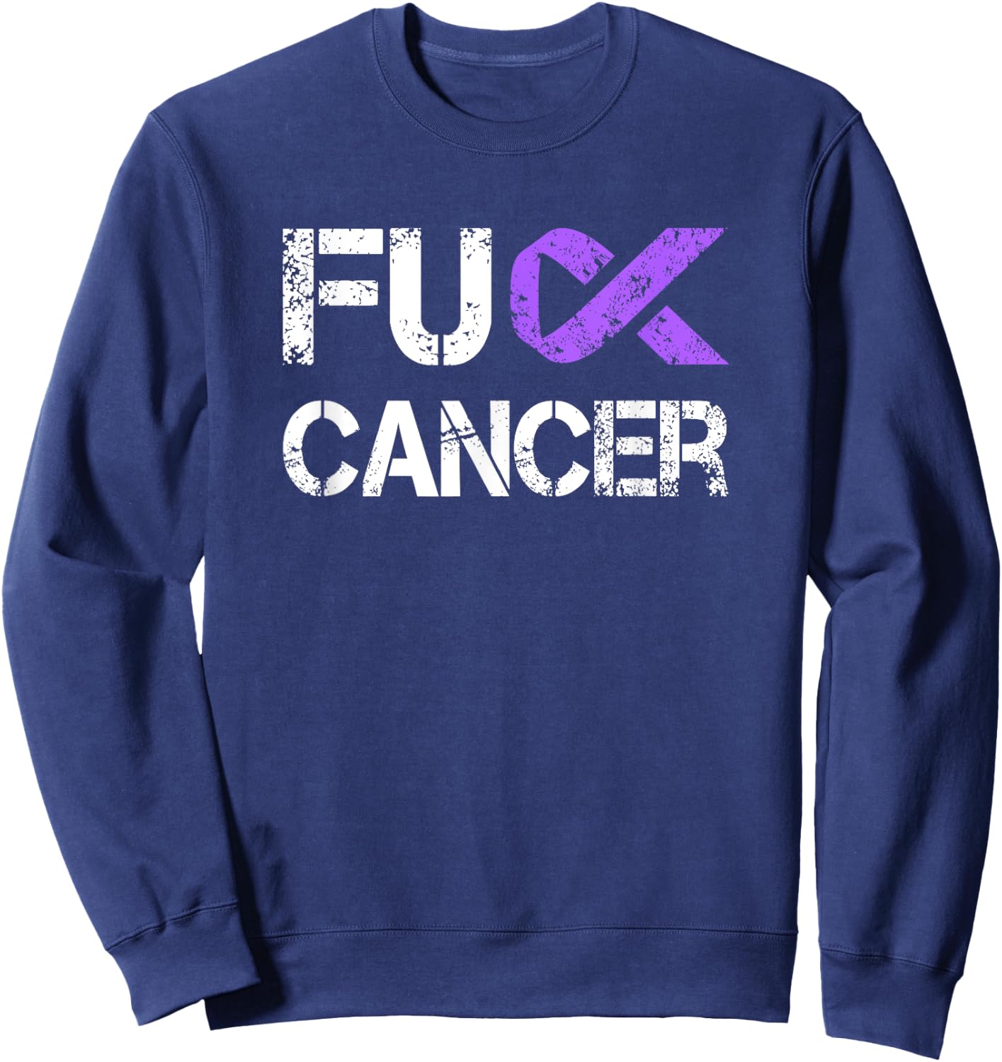 Fuck Cancer, Testicular Cancer Awareness Sweatshirt - Sweatshirt | Navy