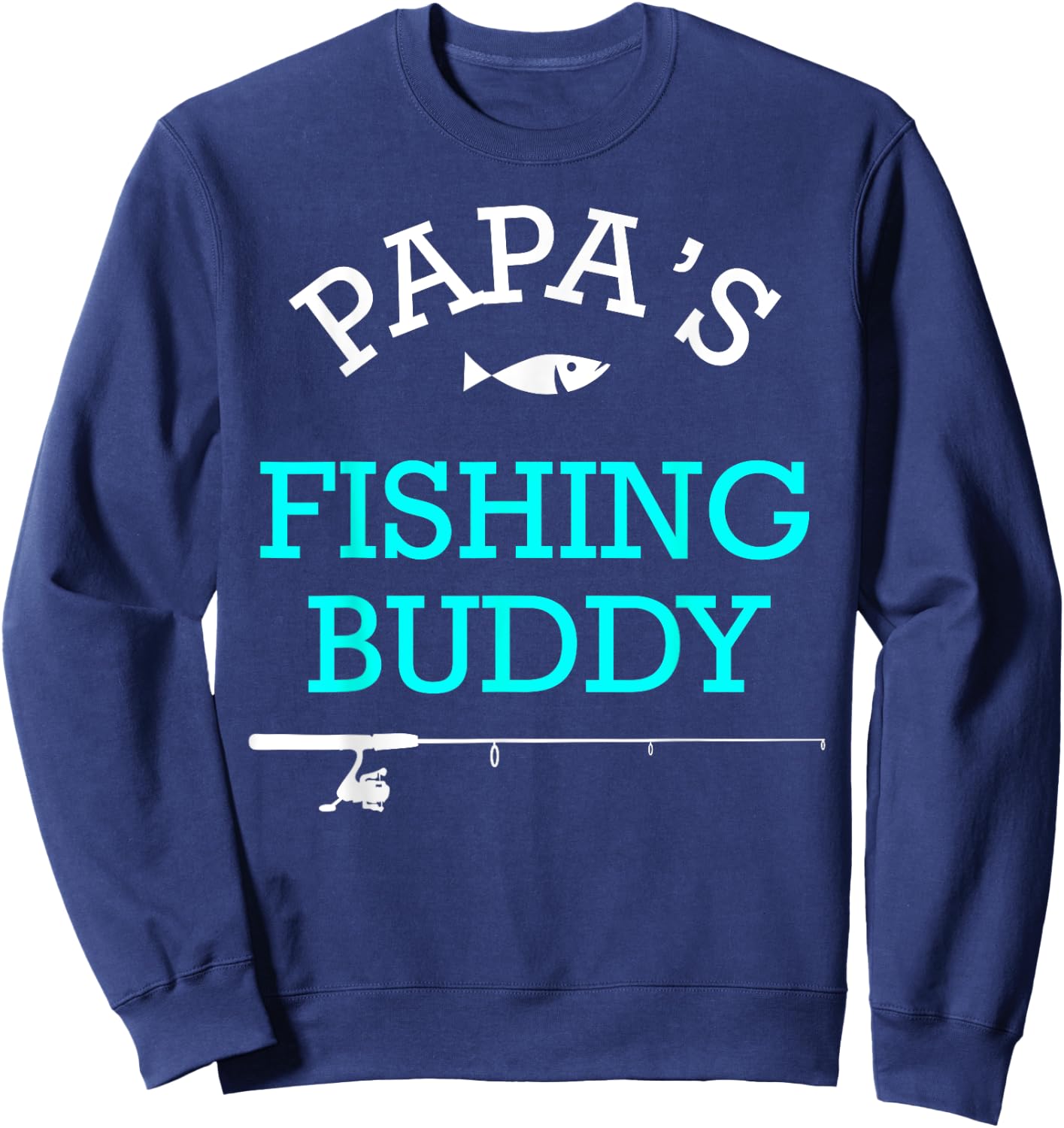 Papas Fishing Buddy Cute Kids Gift Sweatshirt - Sweatshirt | Navy