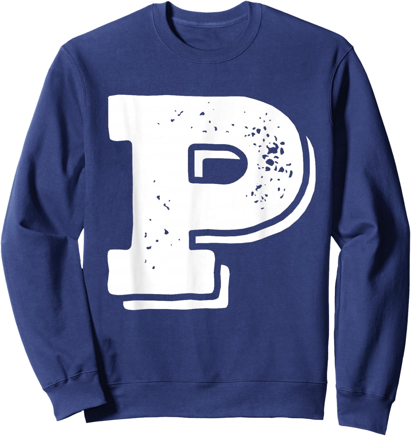 Letter P Capital Alphabet College Varsity Monogram Club Sweatshirt - Sweatshirt | Navy