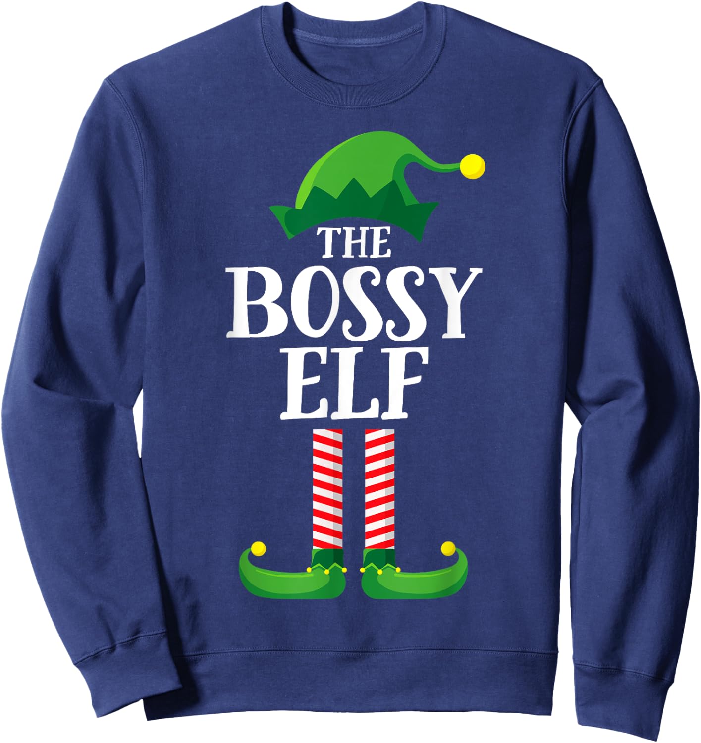 Bossy Elf Matching Family Group Christmas Party Pyjamas Sweatshirt - Sweatshirt | Navy