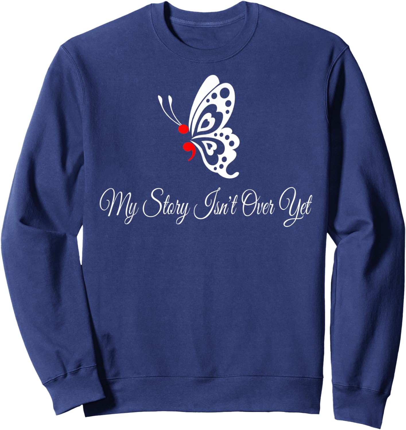 Butterfly Semicolon Shirt May Mental Health Awareness Month Sweatshirt - Sweatshirt | Navy