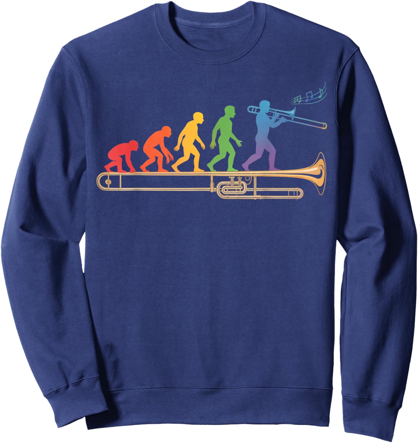 Trombone Human Evolution Marching Band Jazz Music Trombone Sweatshirt - Sweatshirt | Navy