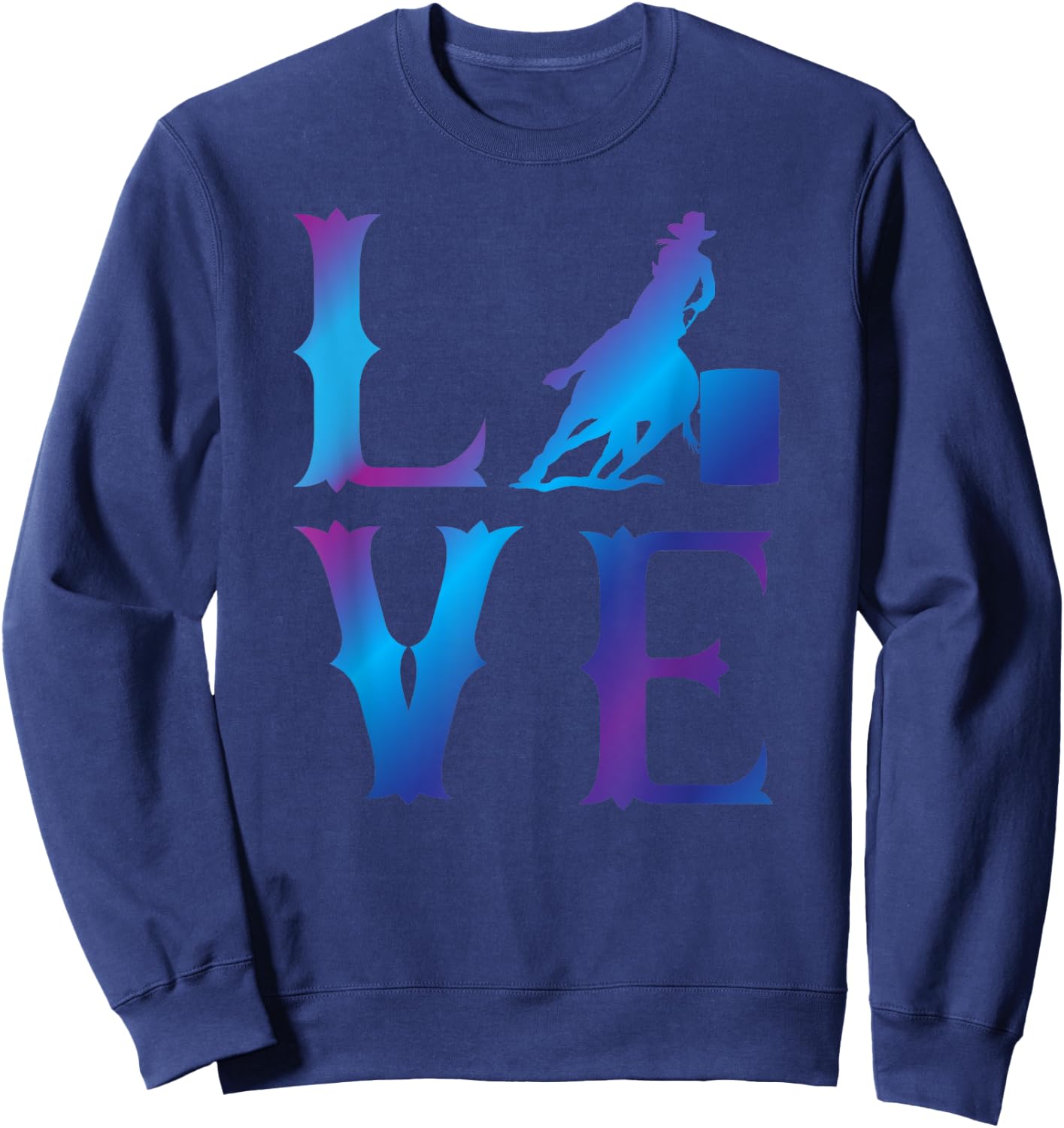 Rodeo Barrel Racing LOVE Distressed Blue Sweatshirt - Sweatshirt | Navy
