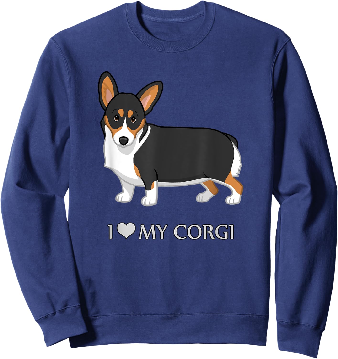 Black Tricolor I Love My Pembroke Corgi Dog Lovers Men Women Girls Kids Sweatshirt - Sweatshirt | Navy
