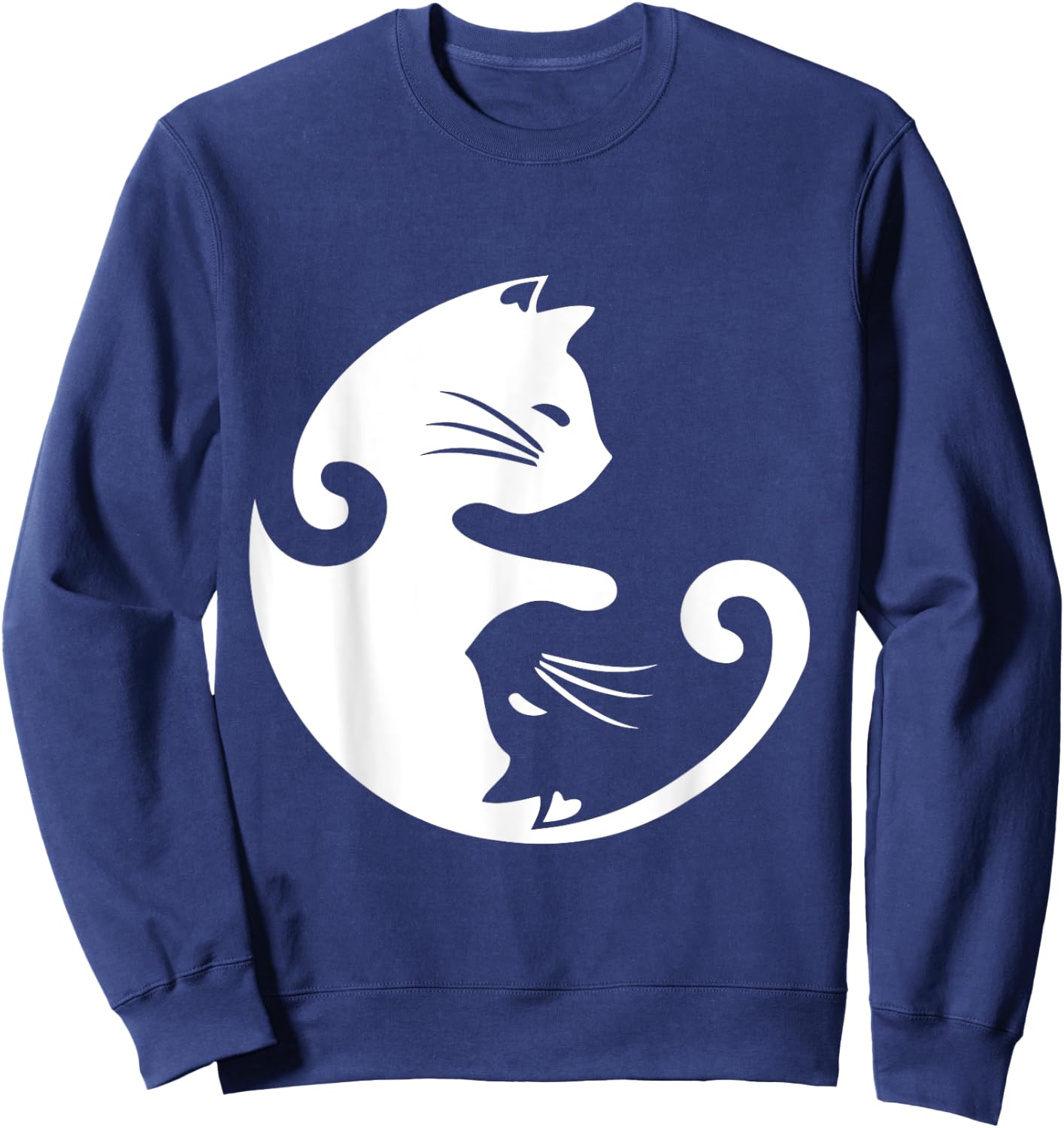 Cat Ying Yang Shirt Spirituality Meditation Yoga Gift Men Women Girls Kids Sweatshirt - Sweatshirt | Navy