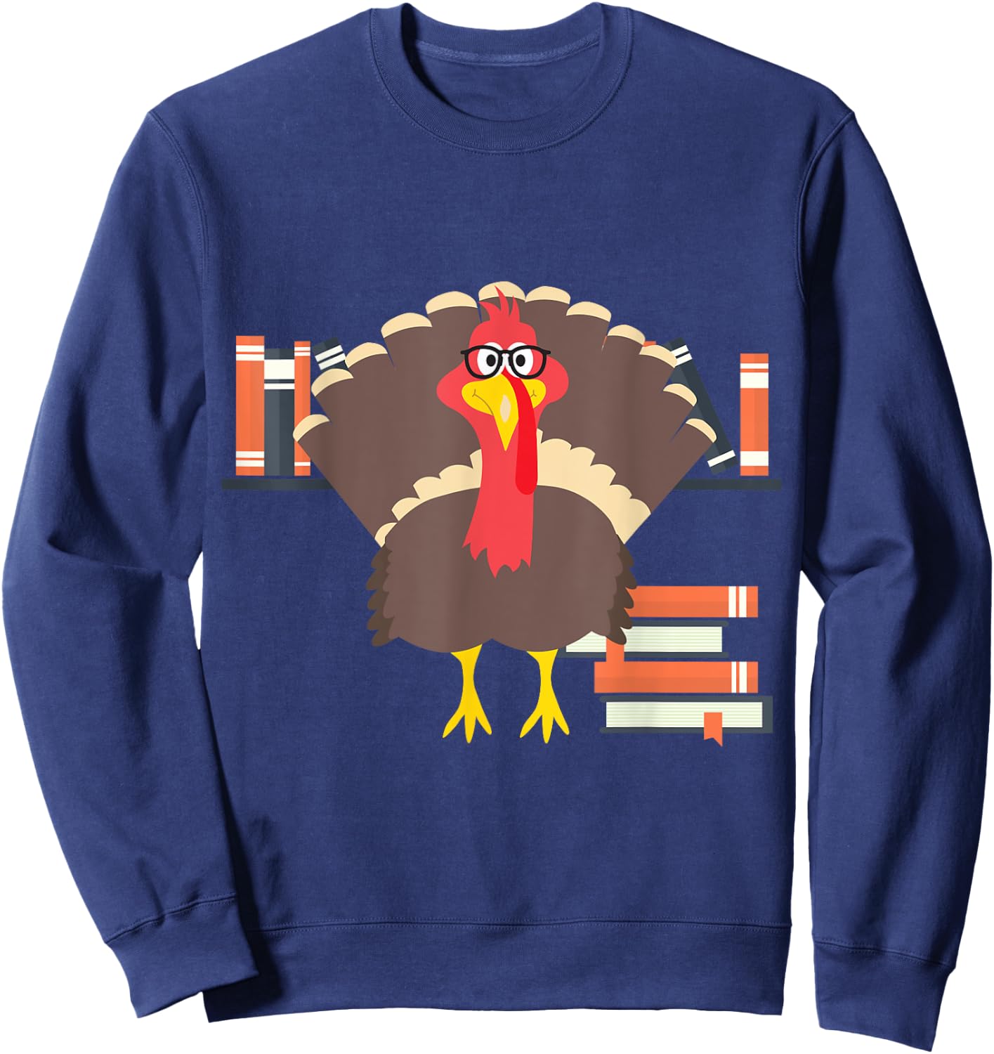 Librarian Turkey Thanksgiving Shirt For Librarian Sweatshirt - Sweatshirt | Navy
