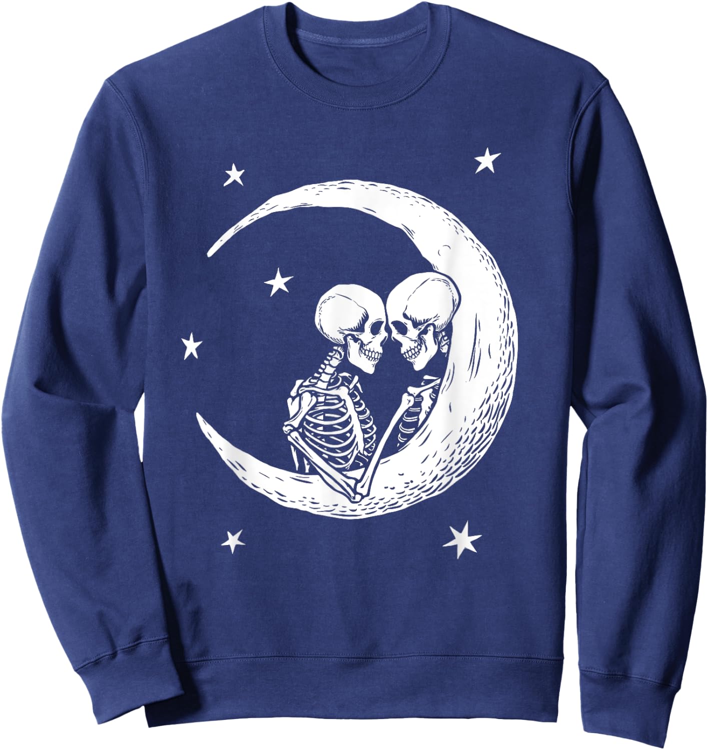 Two Skeletons In Love On The Moon Cute Fall Fashion Sweatshirt - Sweatshirt | Navy