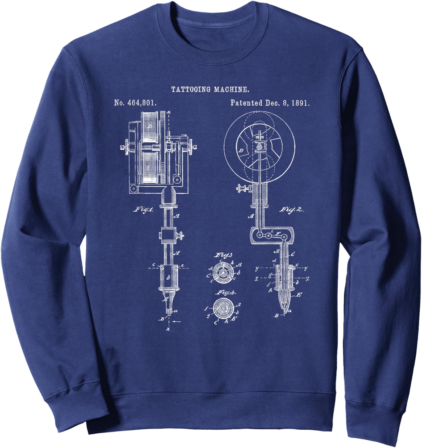 Vintage Tattoo Artist Gun Shirt - Inking Machine Drawing Sweatshirt - Sweatshirt | Navy