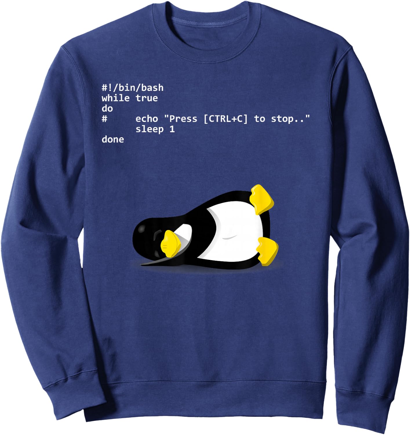 Sleeping Tux Loop Linux Geek Nerd Penguin Sweatshirt - Sweatshirt | Navy