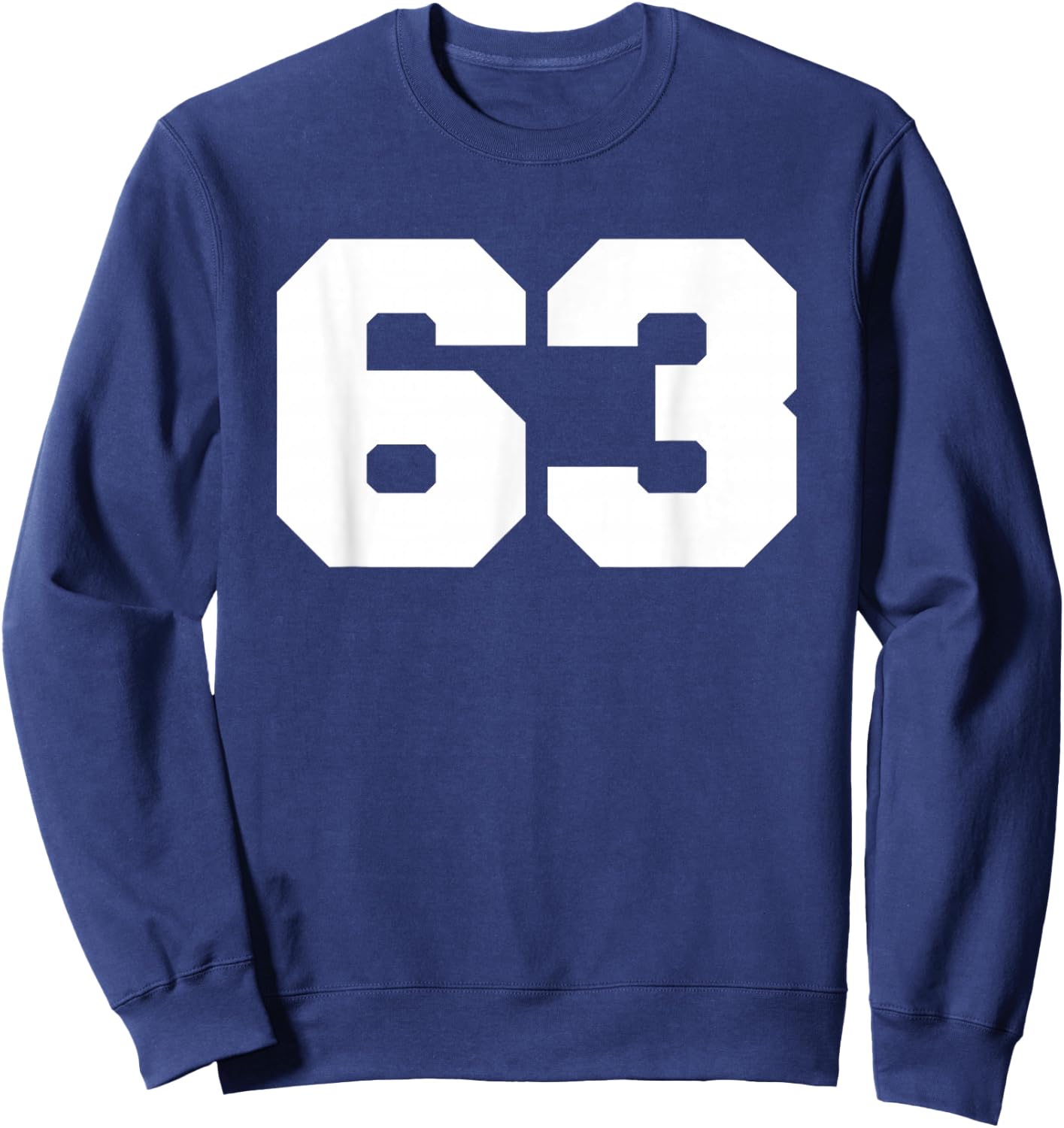 Number 63 Sports Jersey Player #63 Fan FRONT Print Varsity Sweatshirt - Sweatshirt | Navy