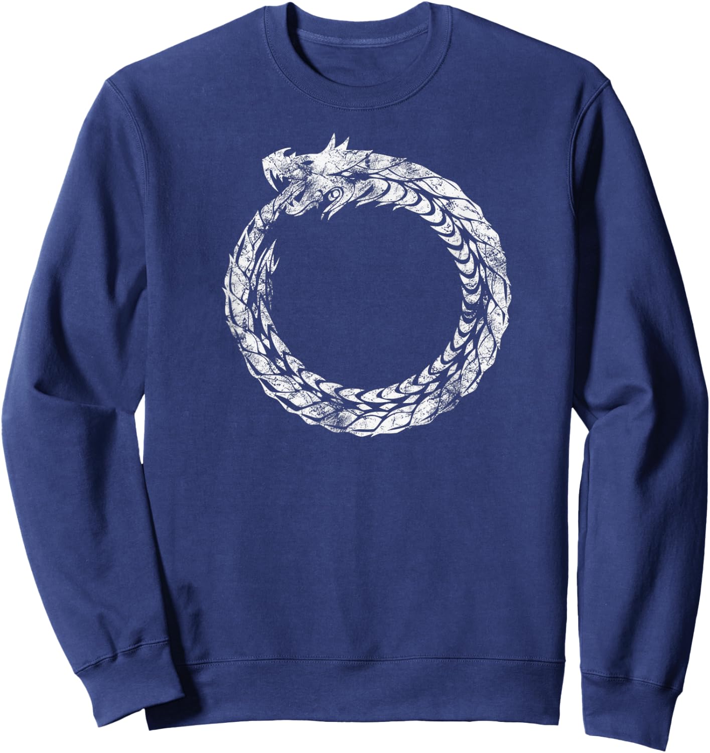 Gothic Medieval Ouroboros Snake Eating Itself White Novelty Sweatshirt - Sweatshirt | Navy