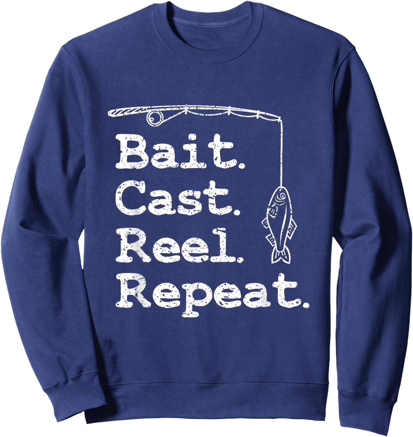 Bait Cast Reel Repeat Fishing Sweatshirt - Sweatshirt | Navy