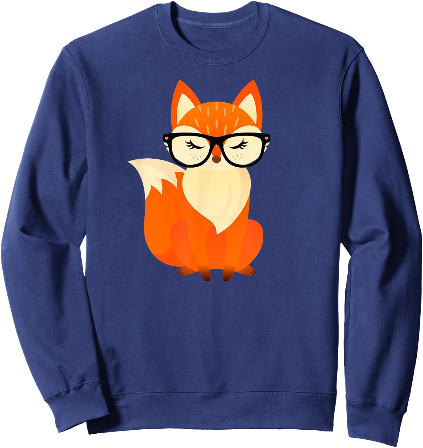 Cute Geek Fox With Glasses Sweatshirt - Sweatshirt | Navy