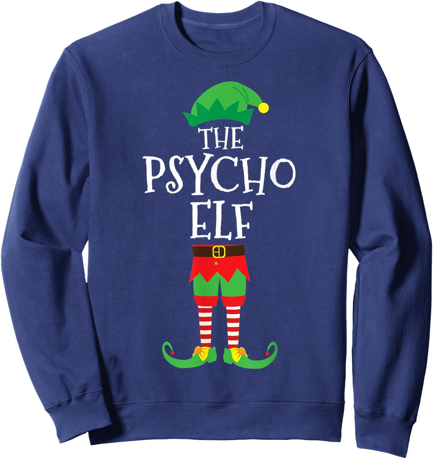 Psycho Elf Matching Family Christmas Party Pajama Sweatshirt - Sweatshirt | Navy