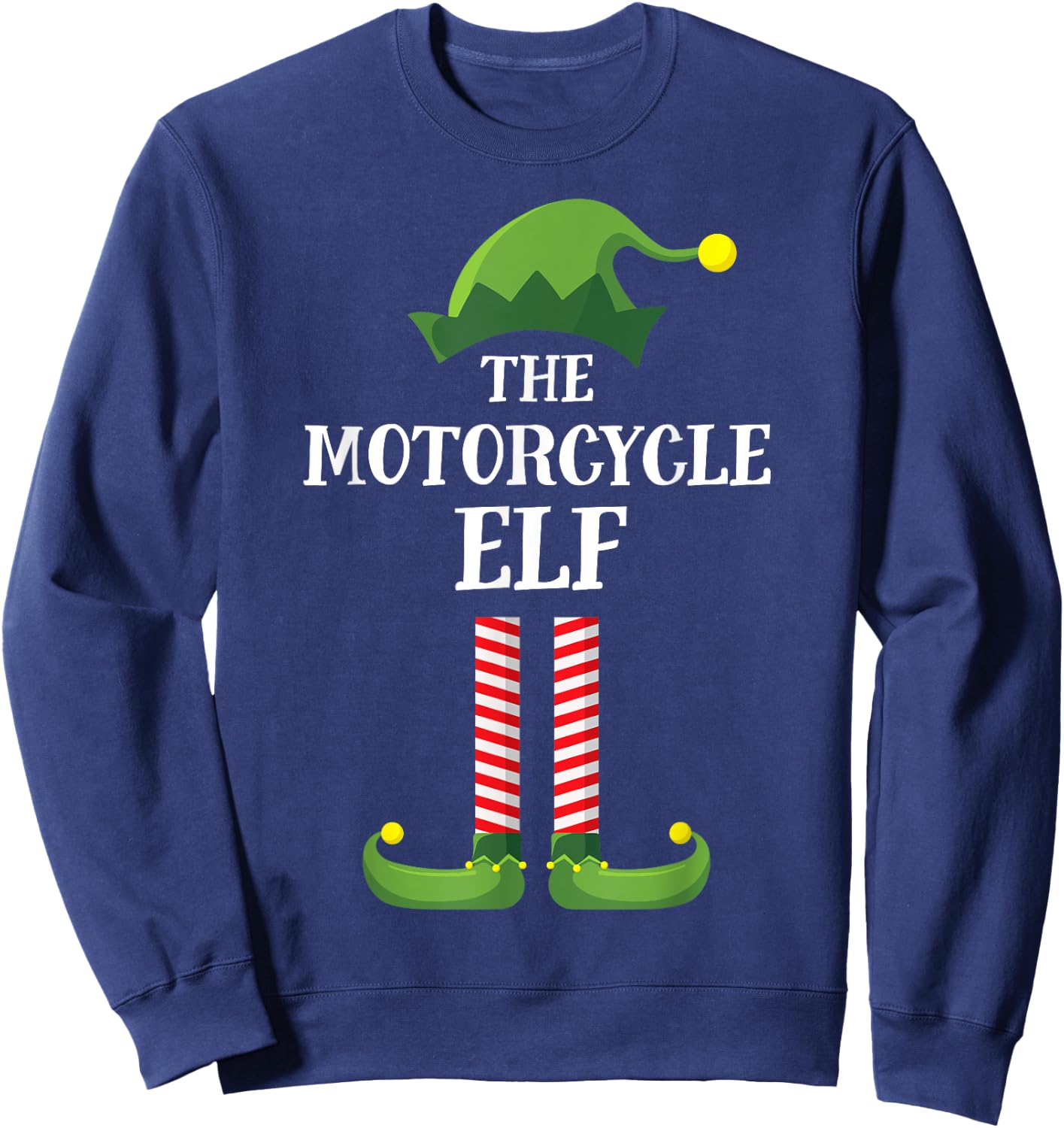 Motorcycle Elf Matching Family Group Christmas Party Pyjamas Sweatshirt - Sweatshirt | Navy
