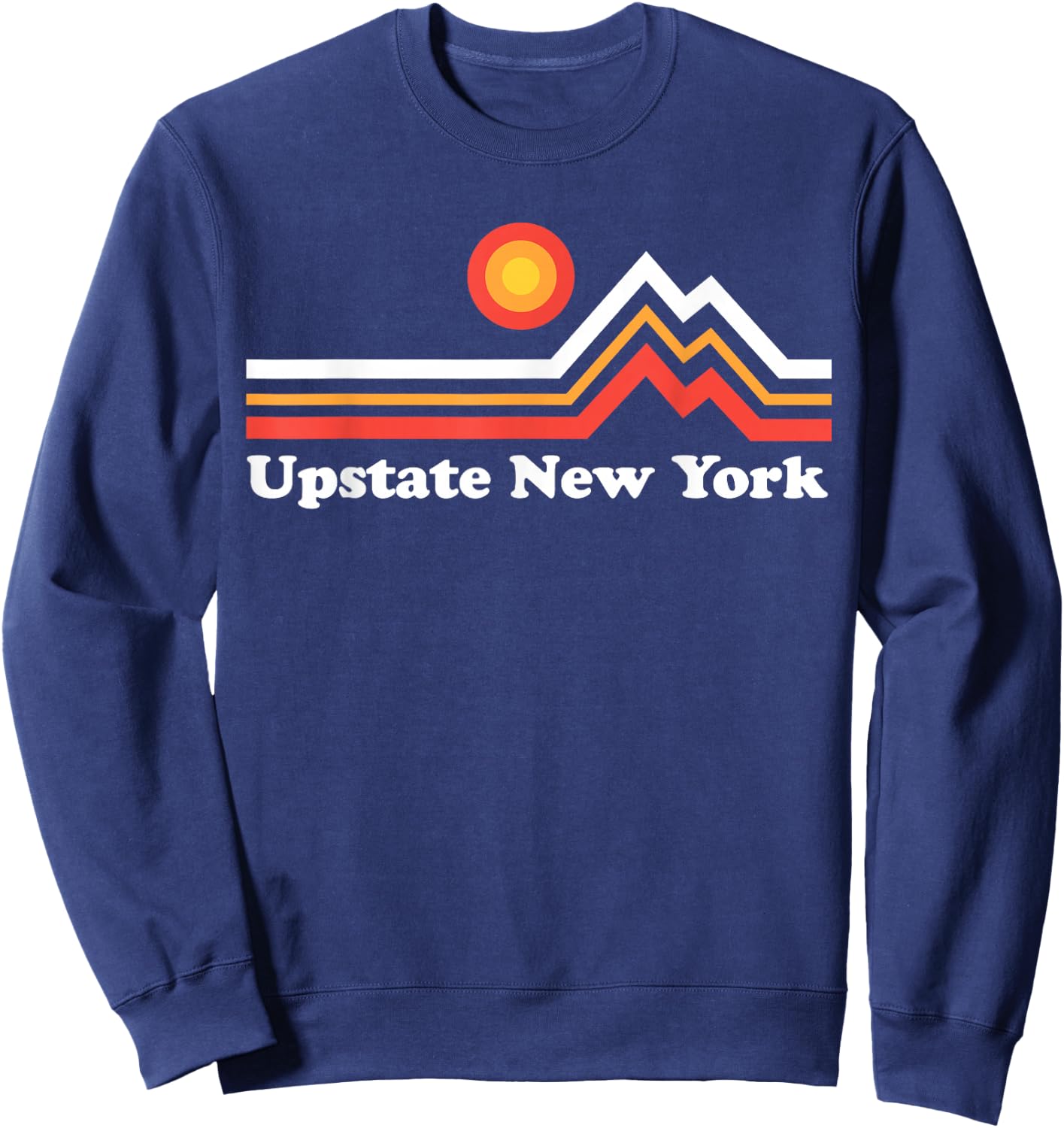 Upstate NY Upstate New York Mountains - Black, Small, -Adults, Short Sleeve, Classic Fit, Graphic Design, Cotton 65% Polyester 35% Sweatshirt - Sweatshirt | Navy
