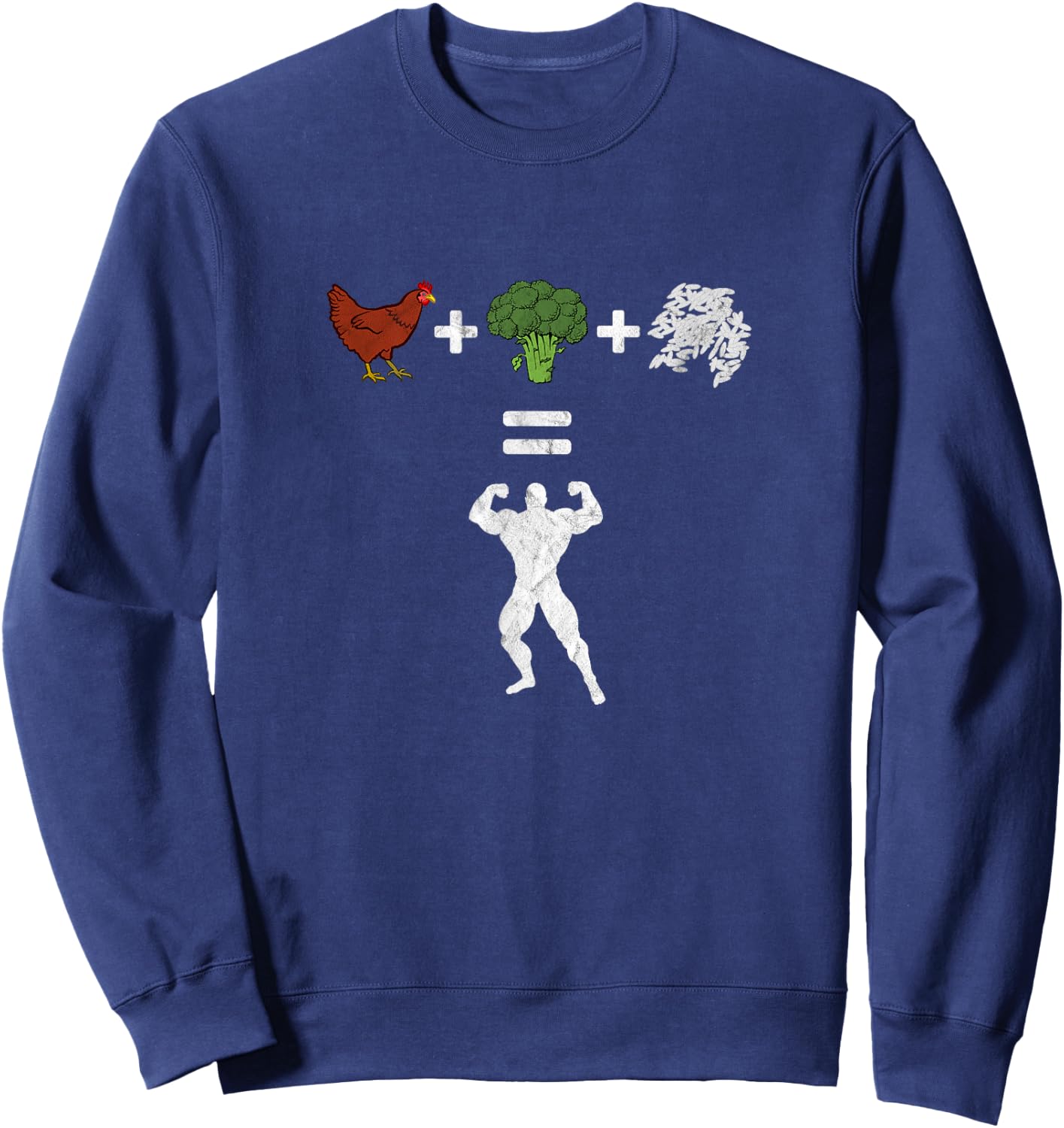 Chicken Broccoli Rice Bodybuilding Diet Funny Sport Workout Sweatshirt - Sweatshirt | Navy