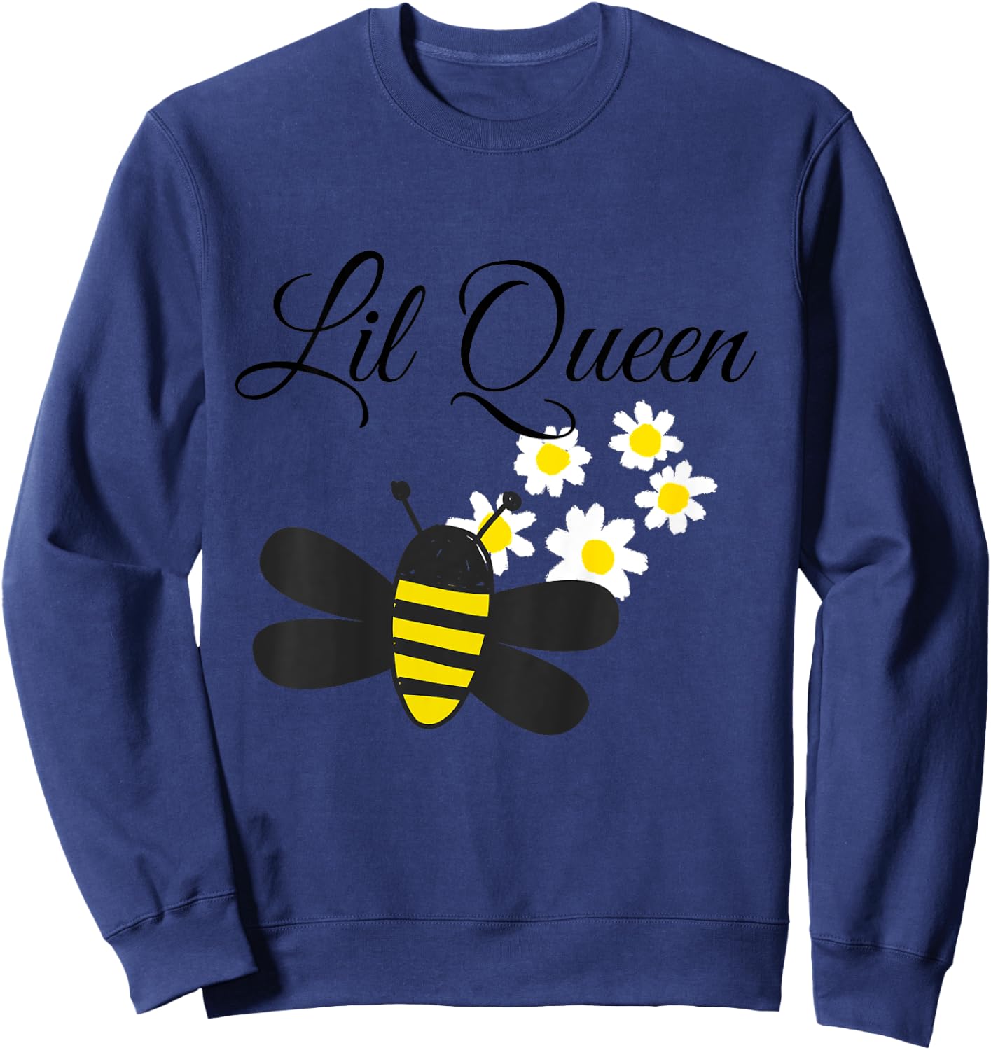 Youth Lil Queen Bee Girls Kids Funny Shirts Sweatshirt - Sweatshirt | Navy