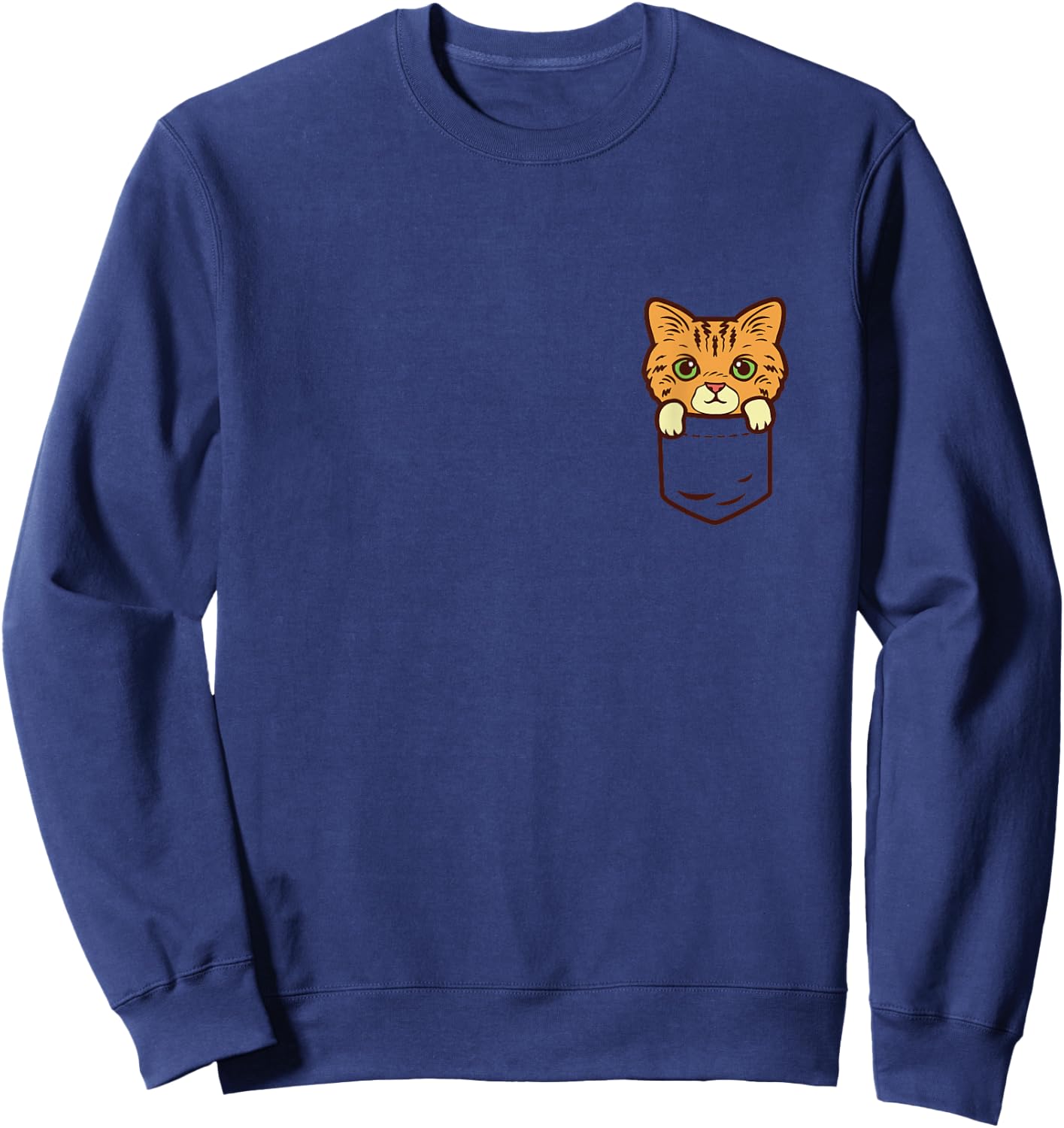 Pocket Cat Cute Kitten Face Pet Lover Owner Men Women Gift Sweatshirt - Sweatshirt | Navy