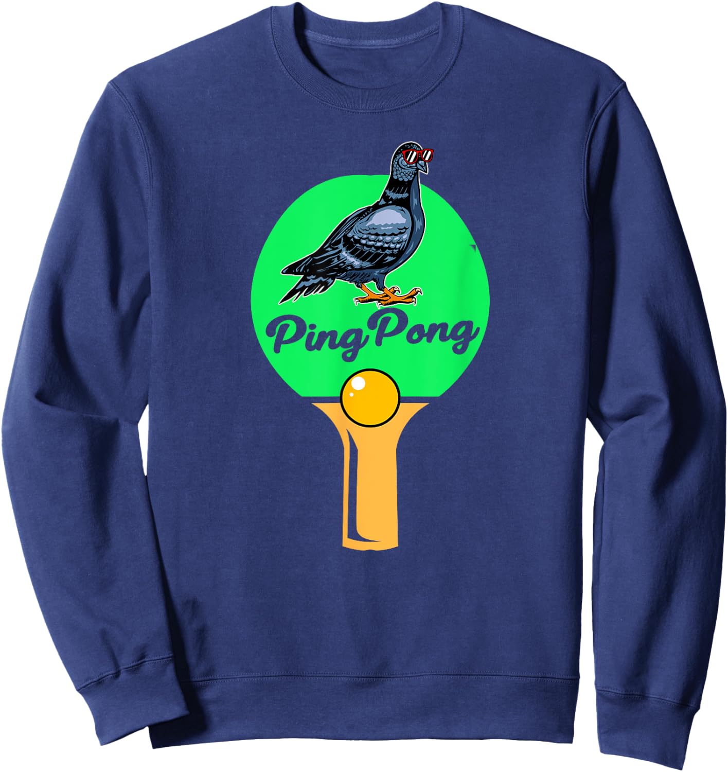 Pigeon Gifts For Pigeon Racing Men Women Kids Pigeon Ping Pong Black -Adults Small Classic Fit Short Sleeve Cotton 60% Polyester 40% Sweatshirt - Sweatshirt | Navy