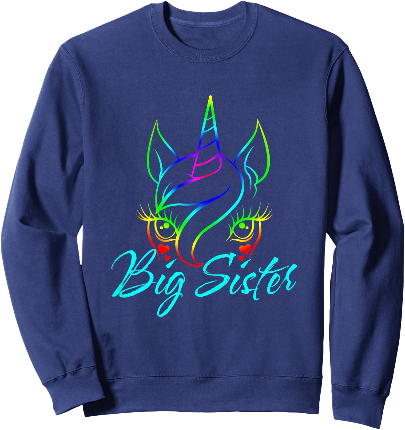 Magical Unicorn Big Sister Men Women Girls Teens Sweatshirt - Sweatshirt | Navy
