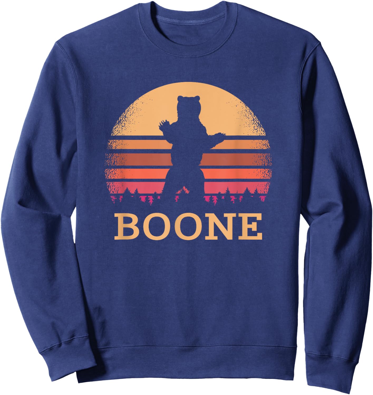 Boone North Carolina Vintage Bear NC Distressed 80s Sunset Sweatshirt - Sweatshirt | Navy