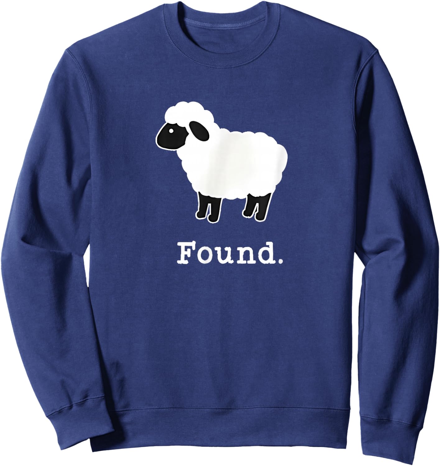 Found Minimalist Sheep Christian Psalm 23 Lamb Christian Sweatshirt - Sweatshirt | Navy