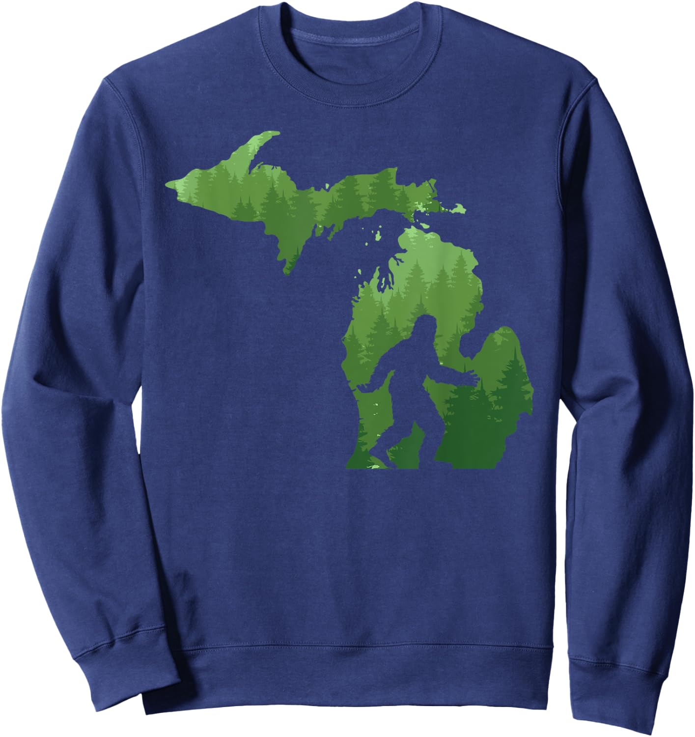 State of Michigan Map Bigfoot Shirt Funny Sasquatch Gift Sweatshirt - Sweatshirt | Navy