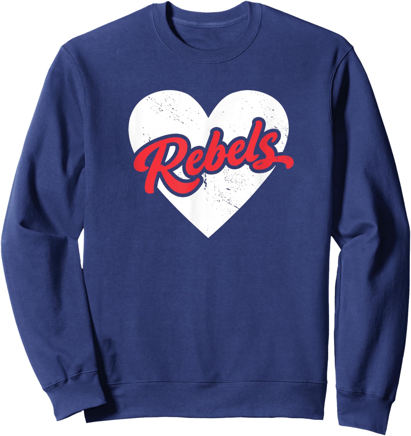 Vintage Rebels High School Go Rebels Pride Heart Sweatshirt - Sweatshirt | Navy